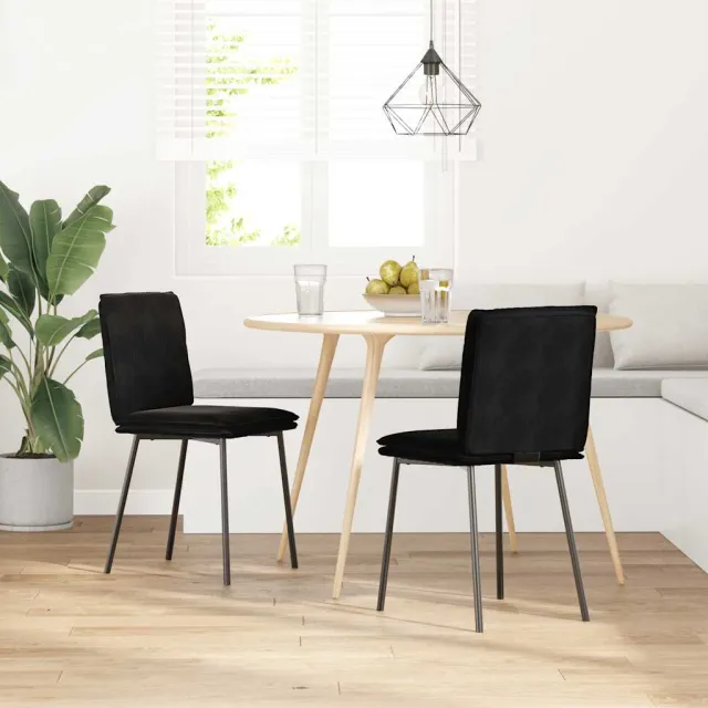 vidaXL Eetkamerstoelen 2 st fluweel zwart, foto 2