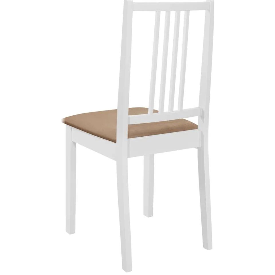 vidaXL Eetkamerstoelen met kussens 6 st massief hout wit, foto 4