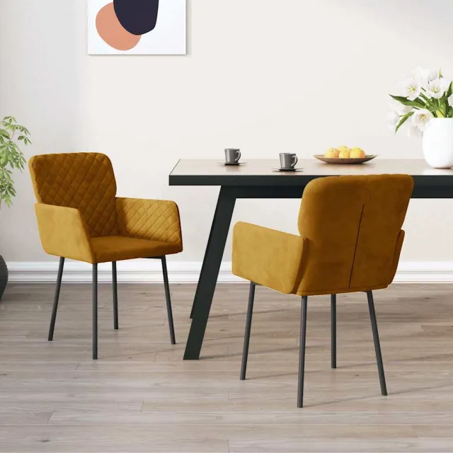 vidaXL Eetkamerstoelen 2 st fluweel bruin, foto 2