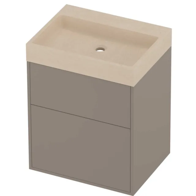Proline Evoli Badmeubelset Hardsteen Loft 2 Laden 60x46x75 cm Sand Stone Clay Beige