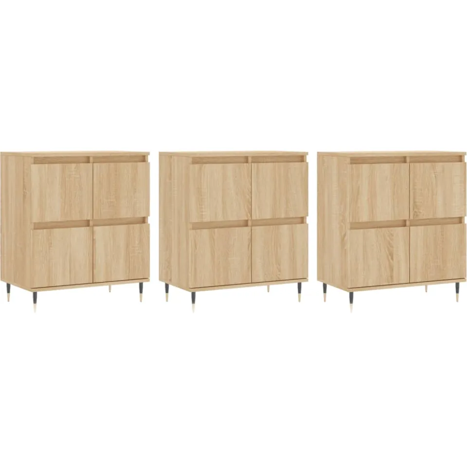 vidaXL Dressoirs 3 st bewerkt hout sonoma eiken, foto 3