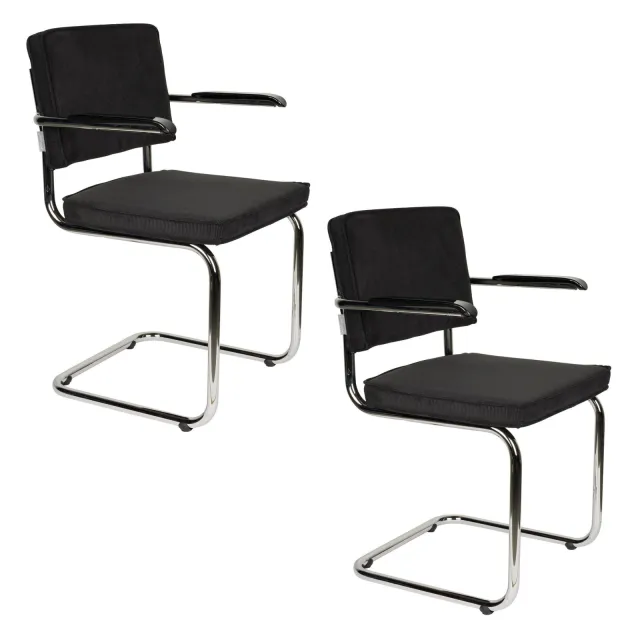 Zuiver eetkamerstoel (set van 2) Ridge Rib zwart
