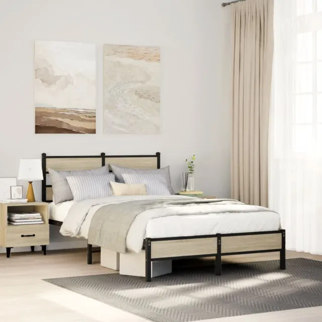 vidaXL Bedframe zonder matras hout sonoma eikenkleurig 120x190 cm