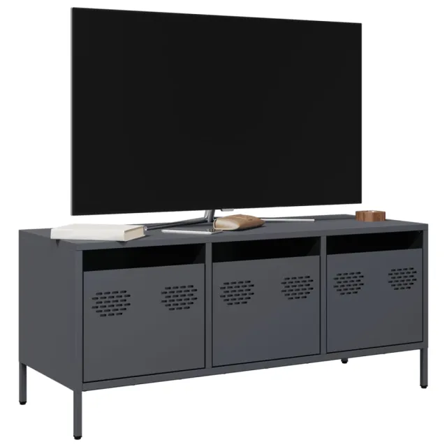 vidaXL Tv-meubel 101,5x39x43,5 cm koudgewalst staal antracietkleurig Anthraciet