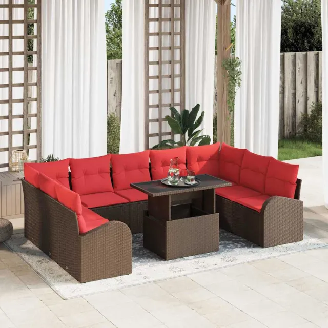 vidaXL Tuin Sofa Set 10 st Bruin Poly riet