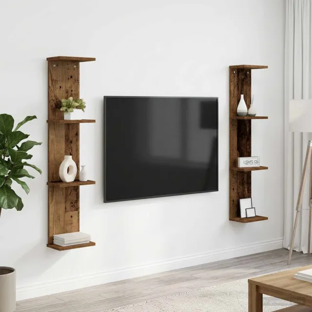 vidaXL Wandplank 2 st Oud hout 22 x 15 x 100 cm Bruin