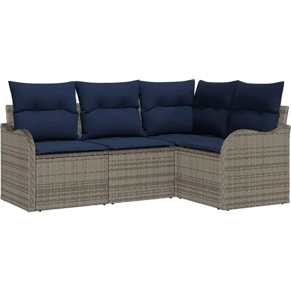 vidaXL Tuin Sofa Set Grijs poly rattan