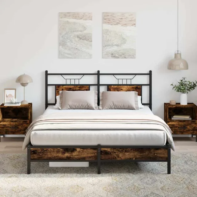 vidaXL Bedframe zonder matras hout gerookt eikenkleurig 137x190 cm