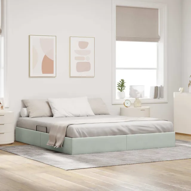 vidaXL Ottoman Bedframe Lichtgrijs 160 x 200 cm Fluweel