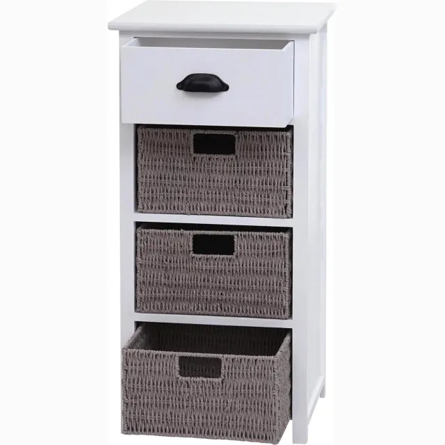 MCW Ladekast MCW-K84 met manden, ladekast, hout 83x40x29cm ~ wit, manden grijs