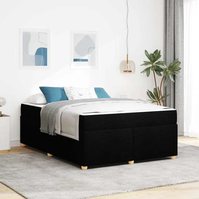 vidaXL Bedframe met matras Zwart 140 x 200 cm Stof