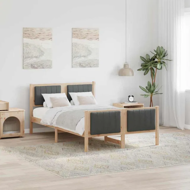 vidaXL Bedframe Bruin en donkergrijs 120 x 200 cm Massief grenenhout