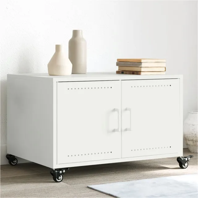 vidaXL Salontafel 68x50x43,5 cm staal wit, foto 2