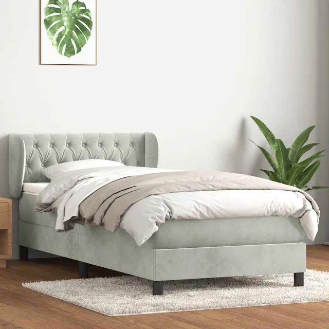 vidaXL Boxspring met matras fluweel lichtgrijs 80x210 cm grijs