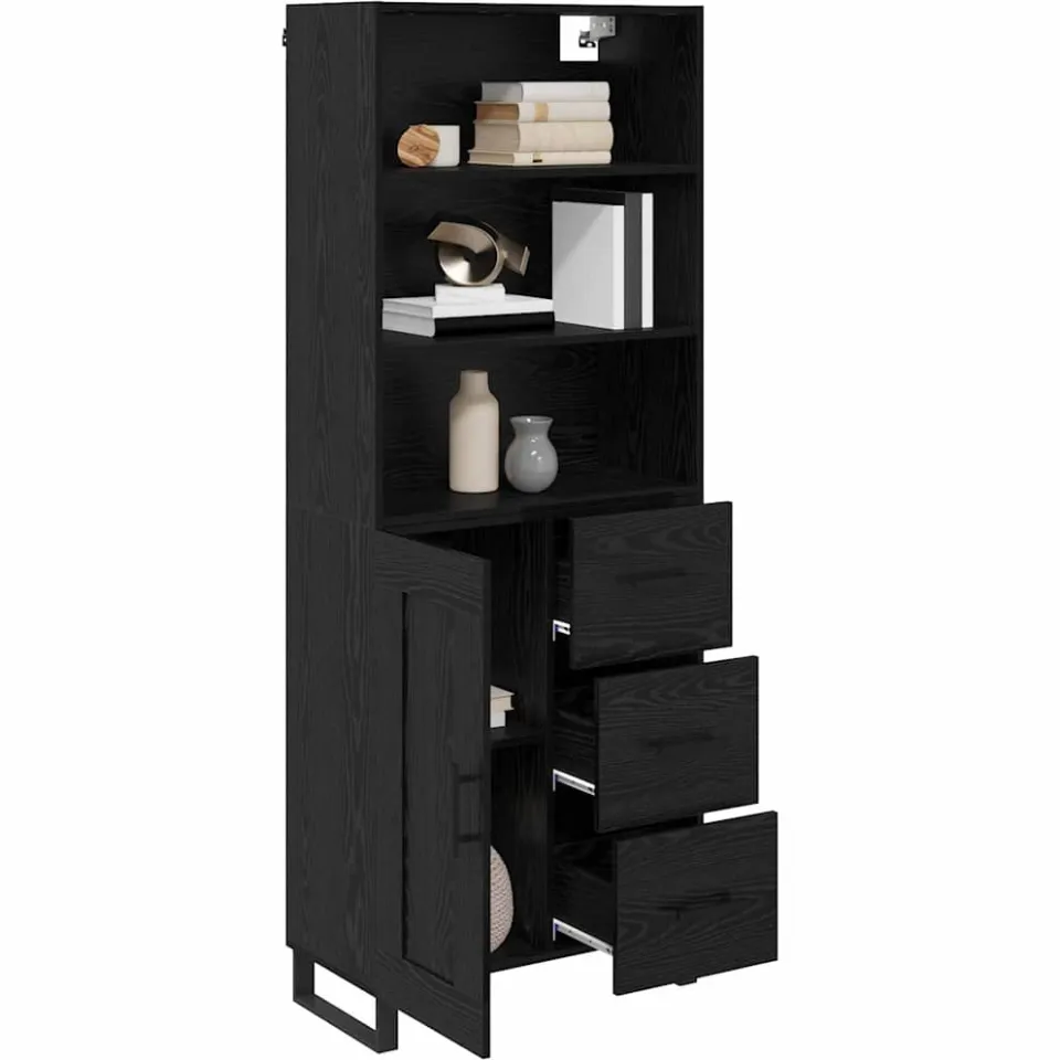vidaXL Hoge kast 2 st Zwart Eiken 69,5 x 34 x 180 cm