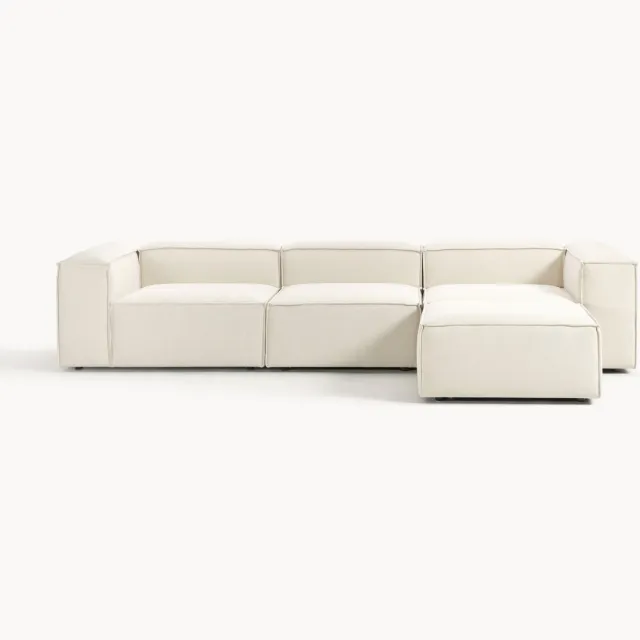 Westwing Collection Lennon modulaire bank (4-zits) met poef (links/rechts) Wit