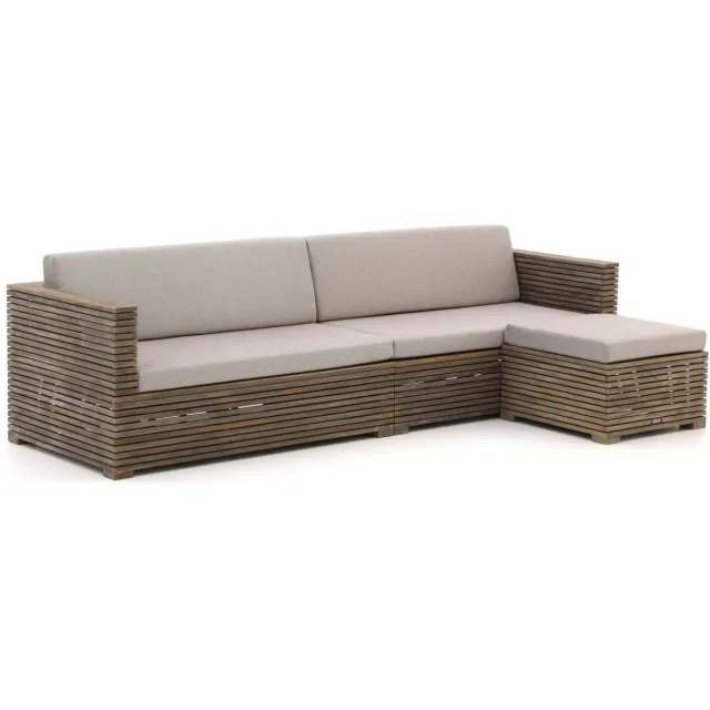 ROUGH Furniture ROUGH-C chaise longue loungeset 3-delig Bruin