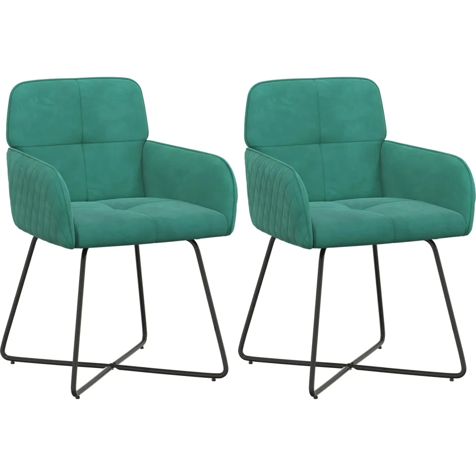 vidaXL Eettafelstoelen 2 st fluweel Turquoise 59 x 56,5 x 86 cm, foto 3