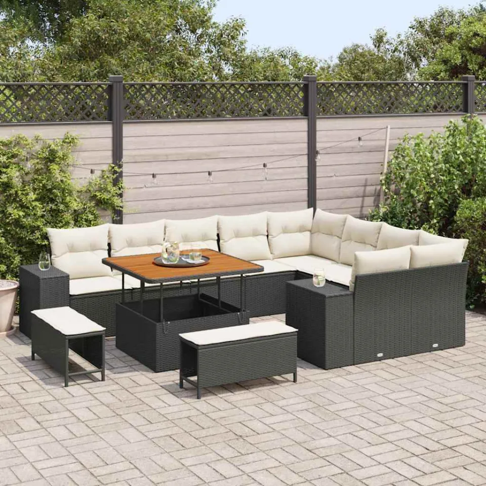 vidaXL Tuin Sofa Set 12 st Zwart poly rattan, foto 2