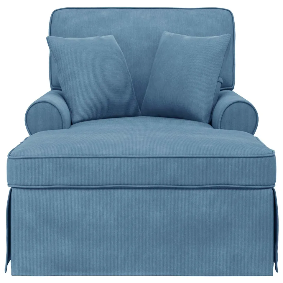 vidaXL Chaise Lounge met Rok 3 st Blauw Katoen Stof 91 x 157 x 91 cm