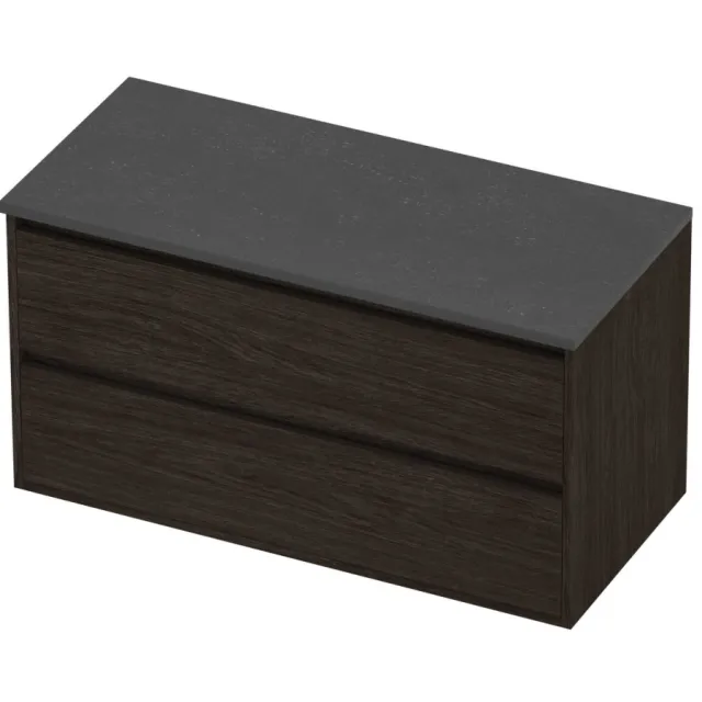 Proline Deck Badmeubelset Hardsteen Greeploos Symmetrisch Kader 100x46x54 cm Blue Stone Mokka Oak Eiken