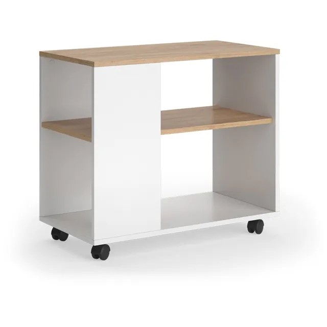 Vicco Marian Salontafel – 70 x 36.6 cm met wielen Eik goud/wit Goudkleurig Eiken/Wit
