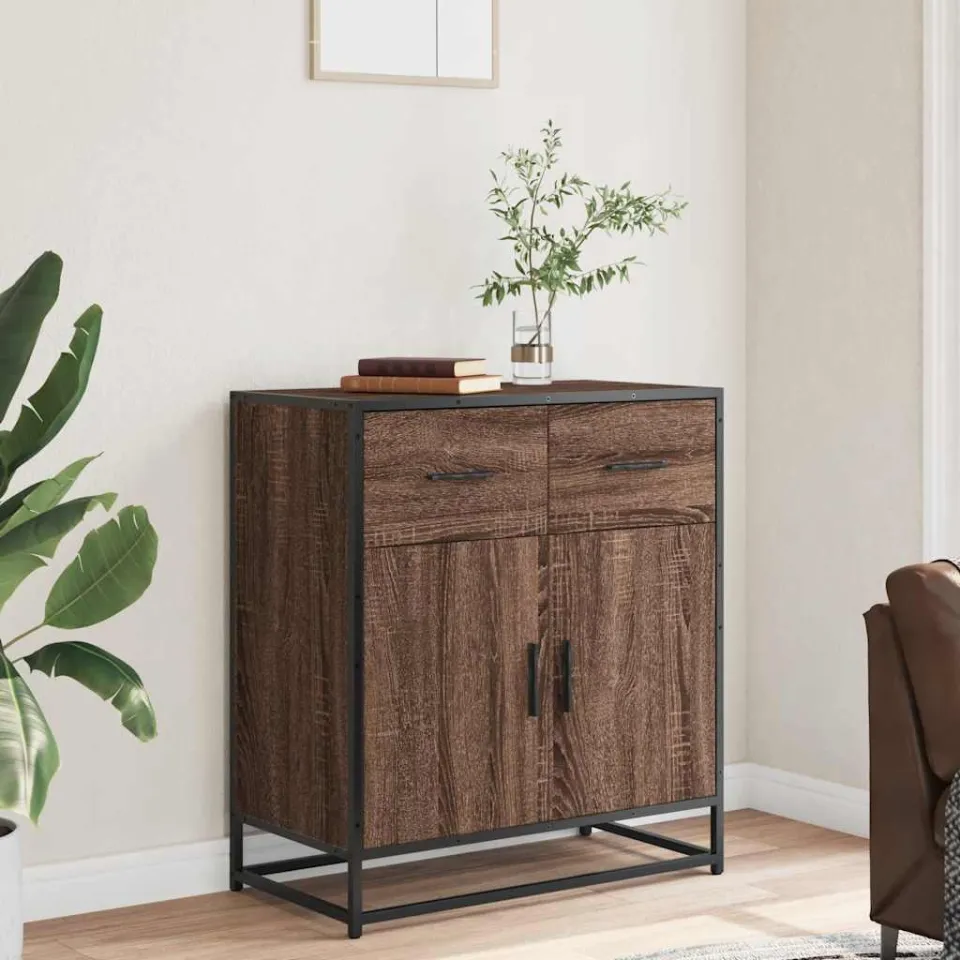 vidaXL Dressoir 68x35x76 cm bewerkt hout bruin eikenkleur, foto 2