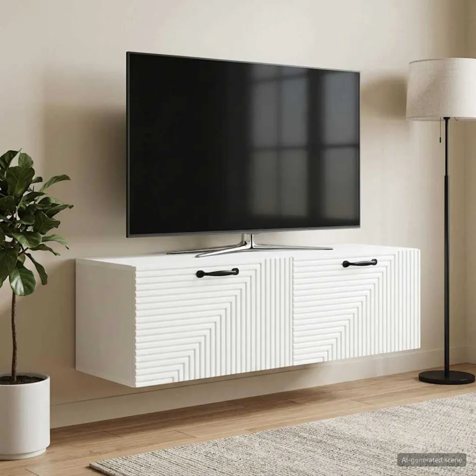 vidaXL Wandbeugel TV-kast Wit 98 x 31 x 30 cm Bewerkt hout, foto 4