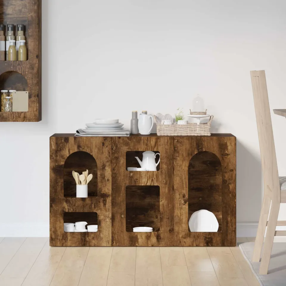 vidaXL Dressoir ELST Gerookt eiken 100 x 35 x 59 cm Bewerkt hout, foto 4