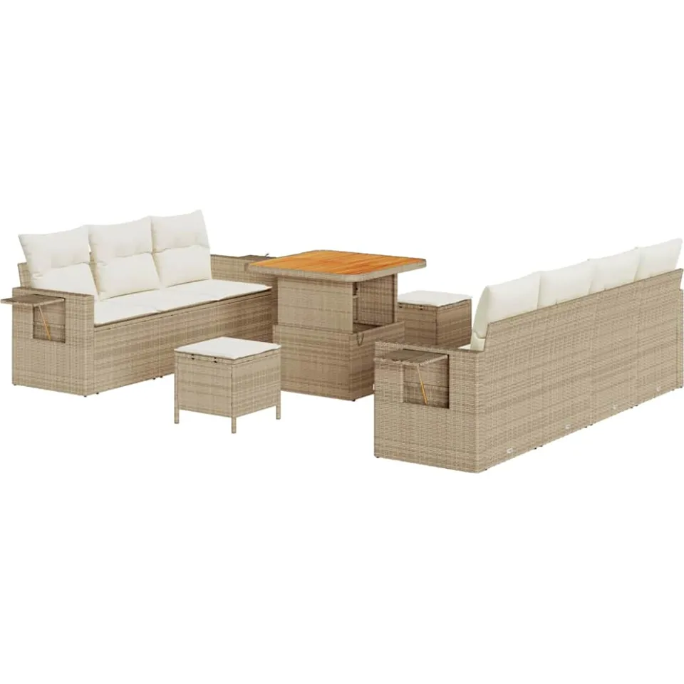 vidaXL Tuin Sofa Set 10 st Beige poly rattan