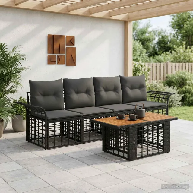 vidaXL Tuinbankenset 5 st Zwart en Donkergrijs 100 x 55 x 73 cm
