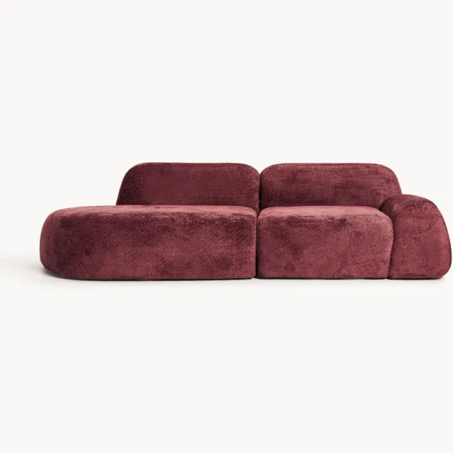 Westwing Collection Modulaire teddy bouclé bank Wolke (3-zits) Wijnrood