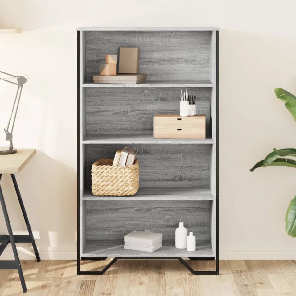vidaXL Boekenkast 80x31x137,5cm bewerkt hout grijs sonoma eikenkleurig, foto 2