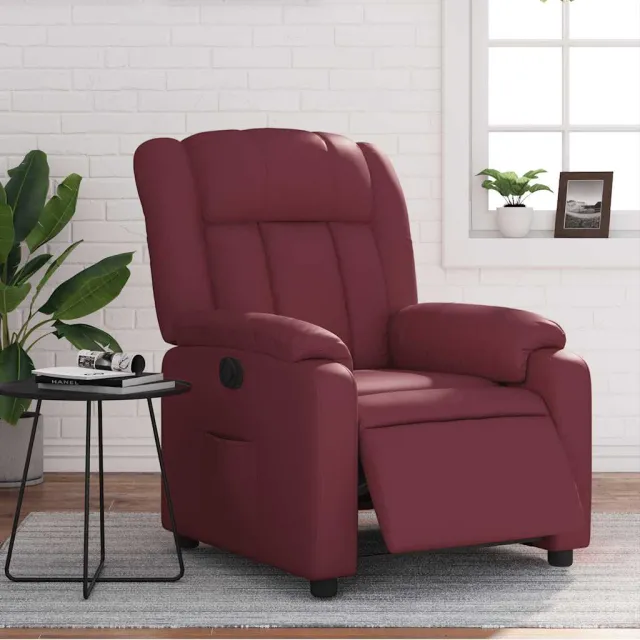 vidaXL Fauteuil verstelbaar elektrisch kunstleer wijnrood
