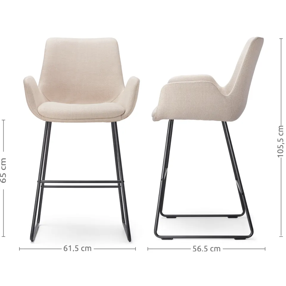 Nolon Nino-Eef barkruk beige - zwart onderstel - 65 cm, foto 3