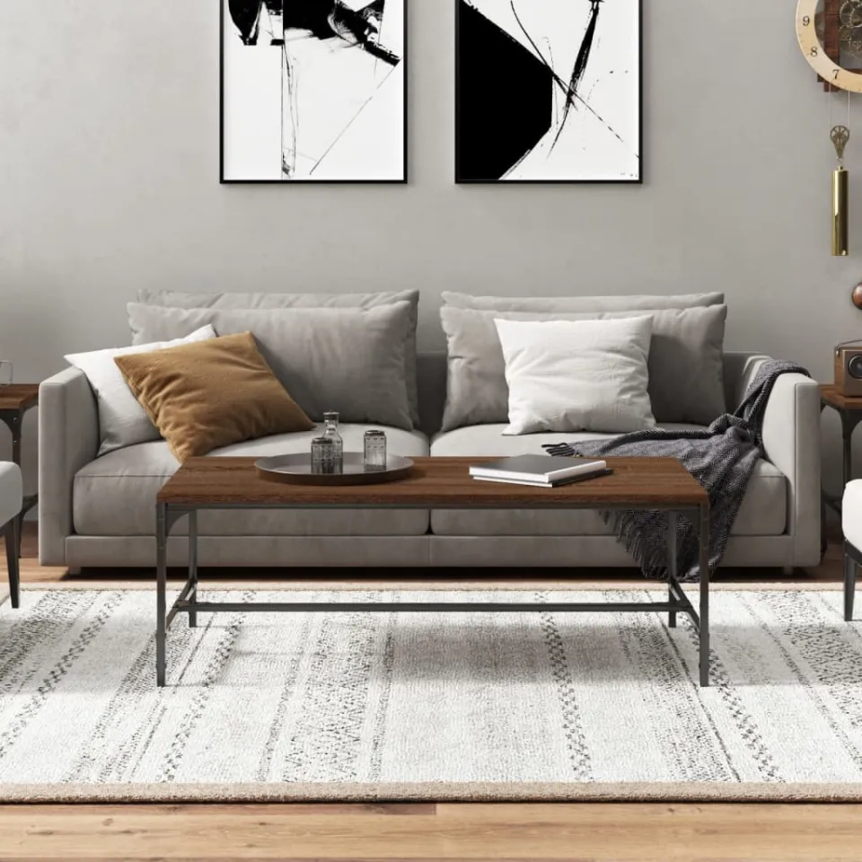 vidaXL Salontafel 100x50x35 cm bewerkt hout bruin eikenkleur, foto 2