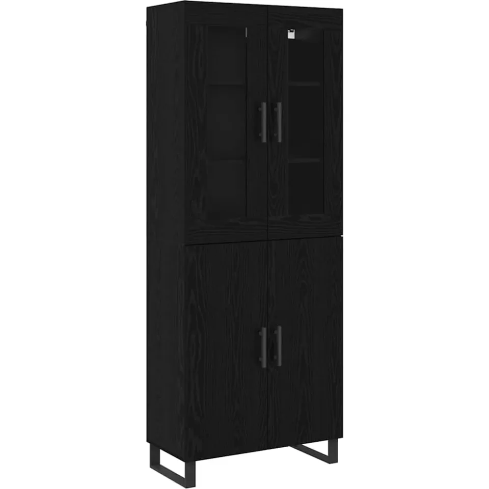 vidaXL Hoge kast 2 st Zwart eiken 69,5 x 34 x 180 cm Bewerkt hout