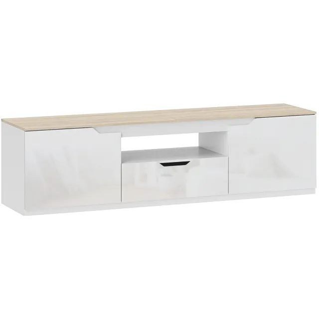 Homona TV-meubel - Met 2 kasten, lade en open vak - Met kabelmanagement - 160 x 38 x 43 cm - Natuurhout Bruin