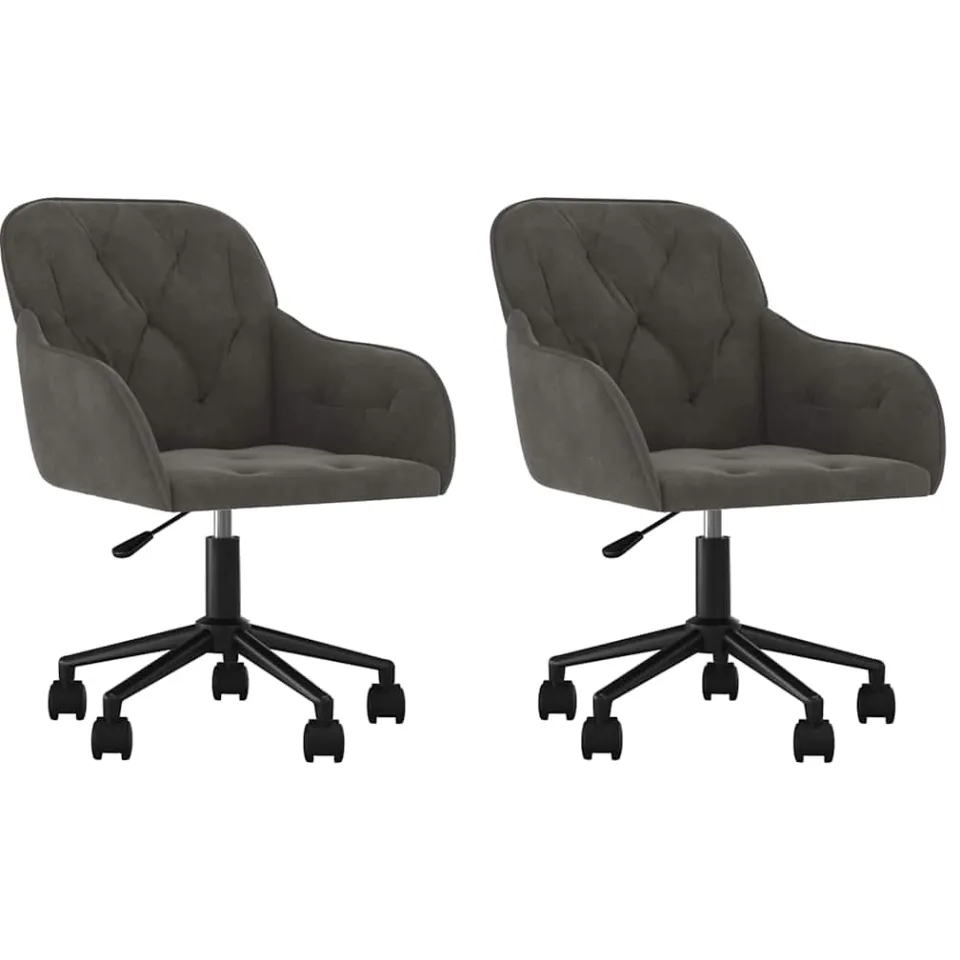 vidaXL Eetkamerstoelen draaibaar 2 st fluweel donkergrijs grijs, foto 3