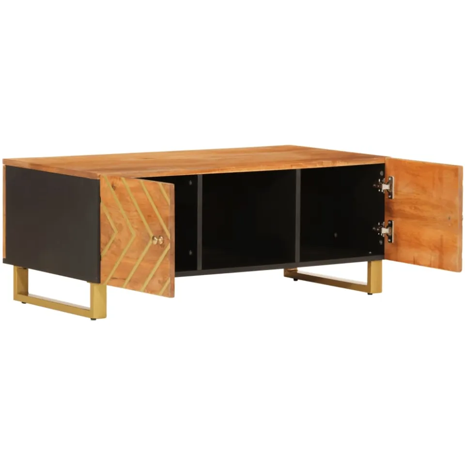 vidaXL Salontafel 100x54x40 cm massief mangohout bruin en zwart