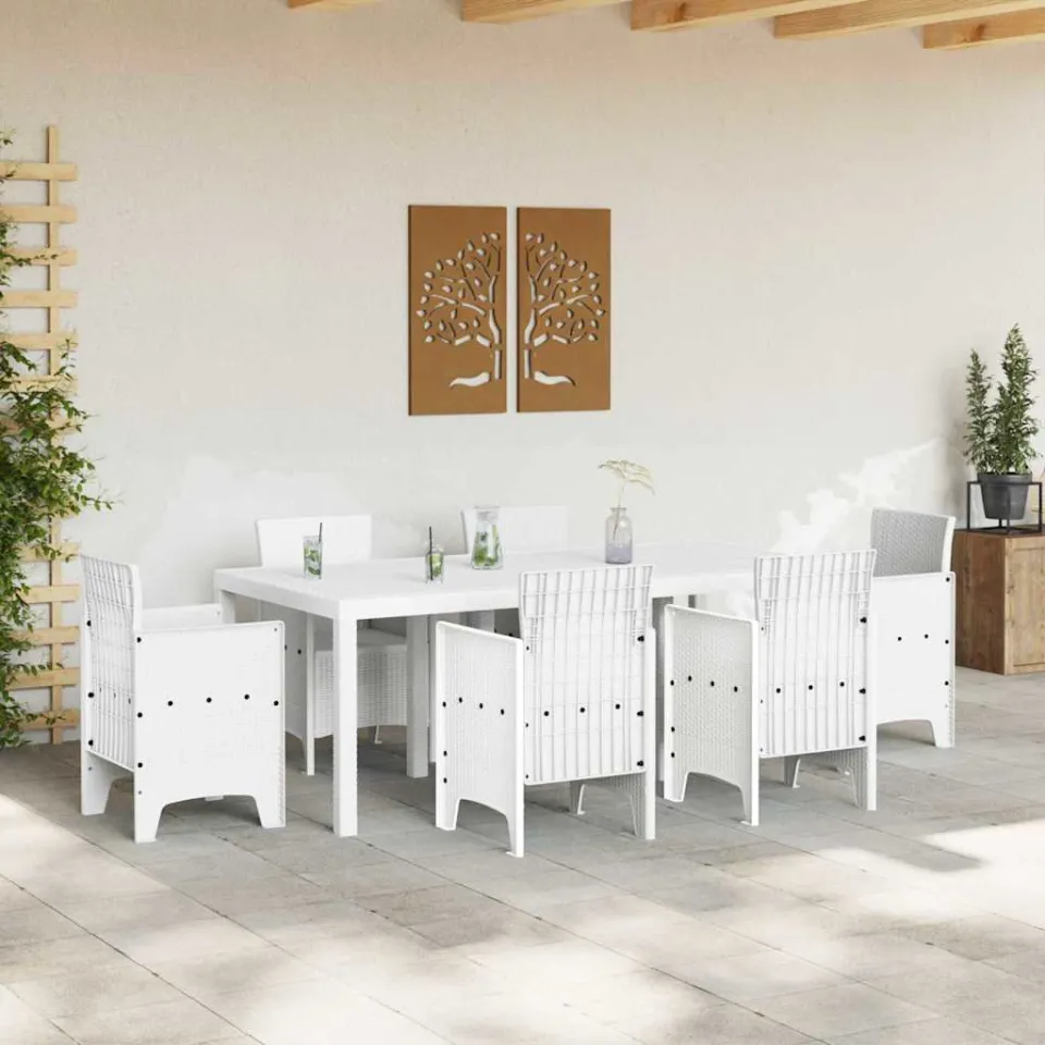 vidaXL Tuinstafel Wit 200 x 100 x 73 cm poly rattan, foto 3
