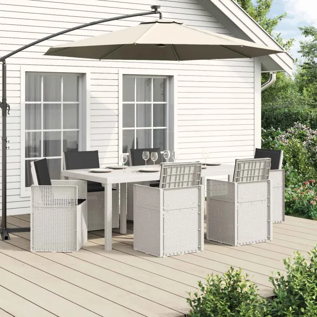 vidaXL Tuin eettafelset 7 st Wit en antracietkleurig PP
