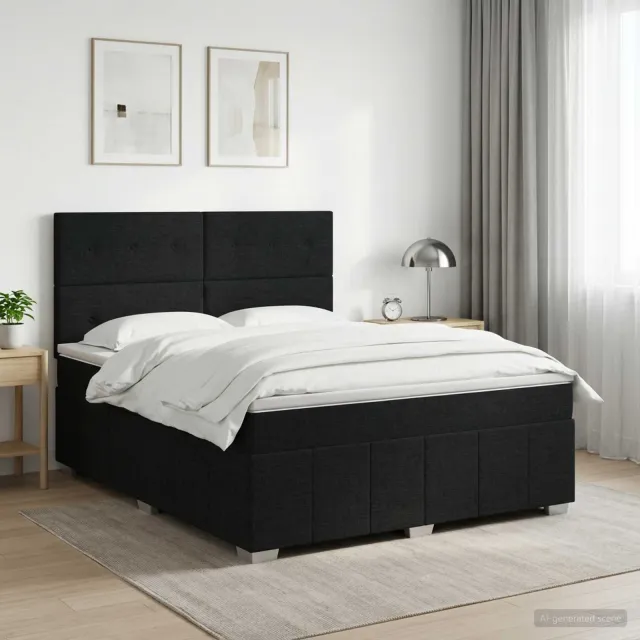 vidaXL Boxspringbed met matras met hoofdeinde Zwart 160 x 200 cm Stof