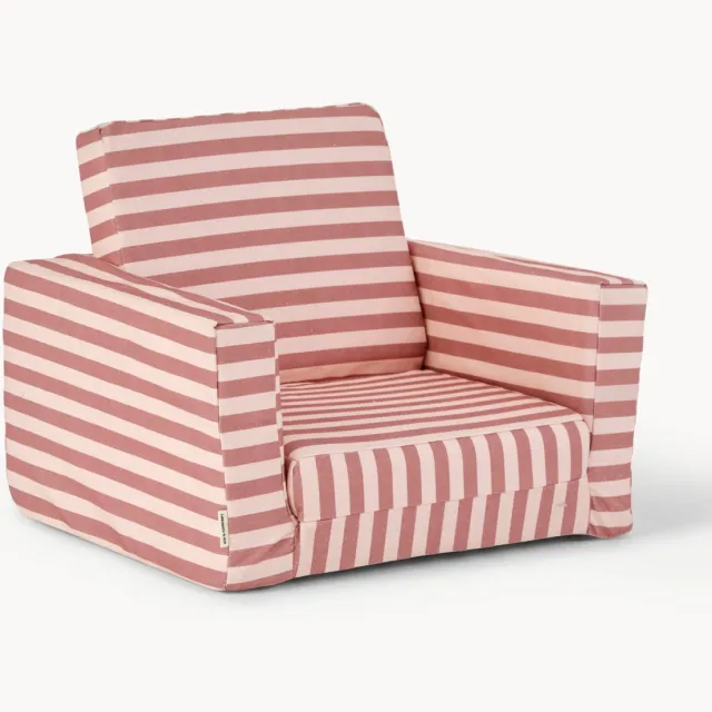 Kids Concept Kinder uitklapbare fauteuil Striped Dieproze