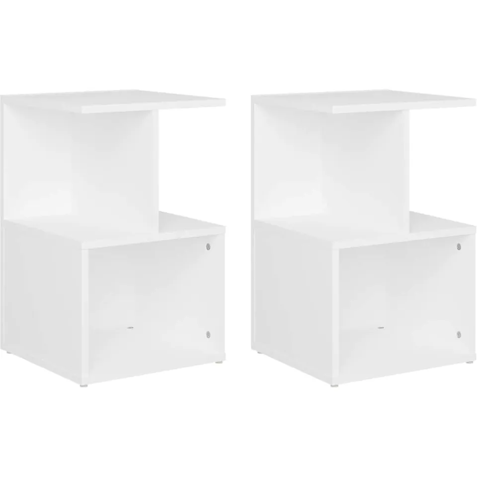vidaXL Nachtkastjes 2 st 35x35x55 cm bewerkt hout wit, foto 3