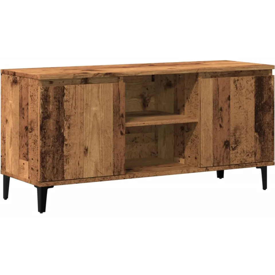 vidaXL Tv-meubel 102x35x50 cm bewerkt hout oud houtkleurig bruin