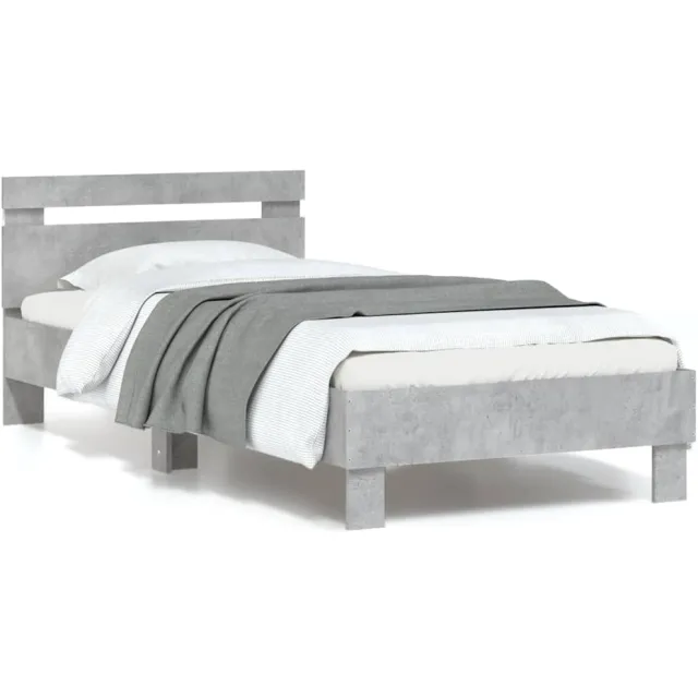 vidaXL Bedframe met hoofdbord en LED-verlichting betongrijs 90x190 cm grijs