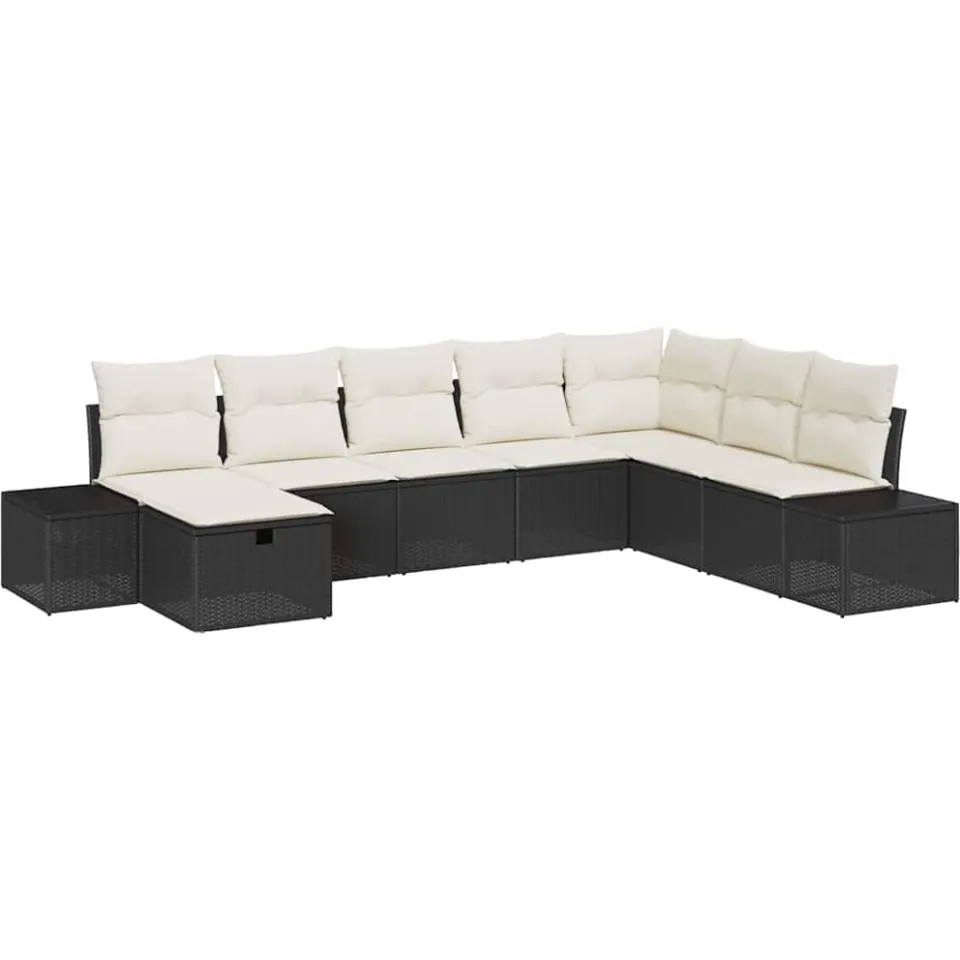 vidaXL Tuin Sofa Set 8 st Zwart poly rattan
