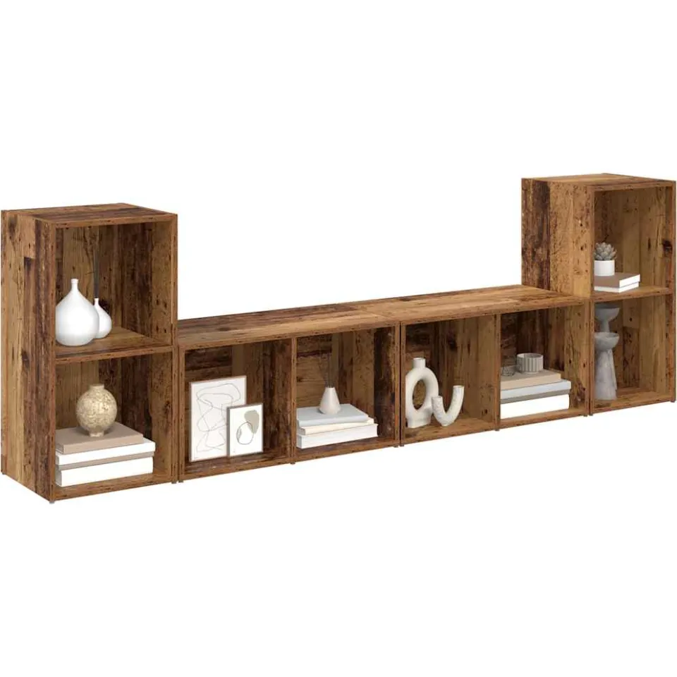 vidaXL Tv-meubelset 4 st 37 x 37 x 72 cm Oud Hout Bruin