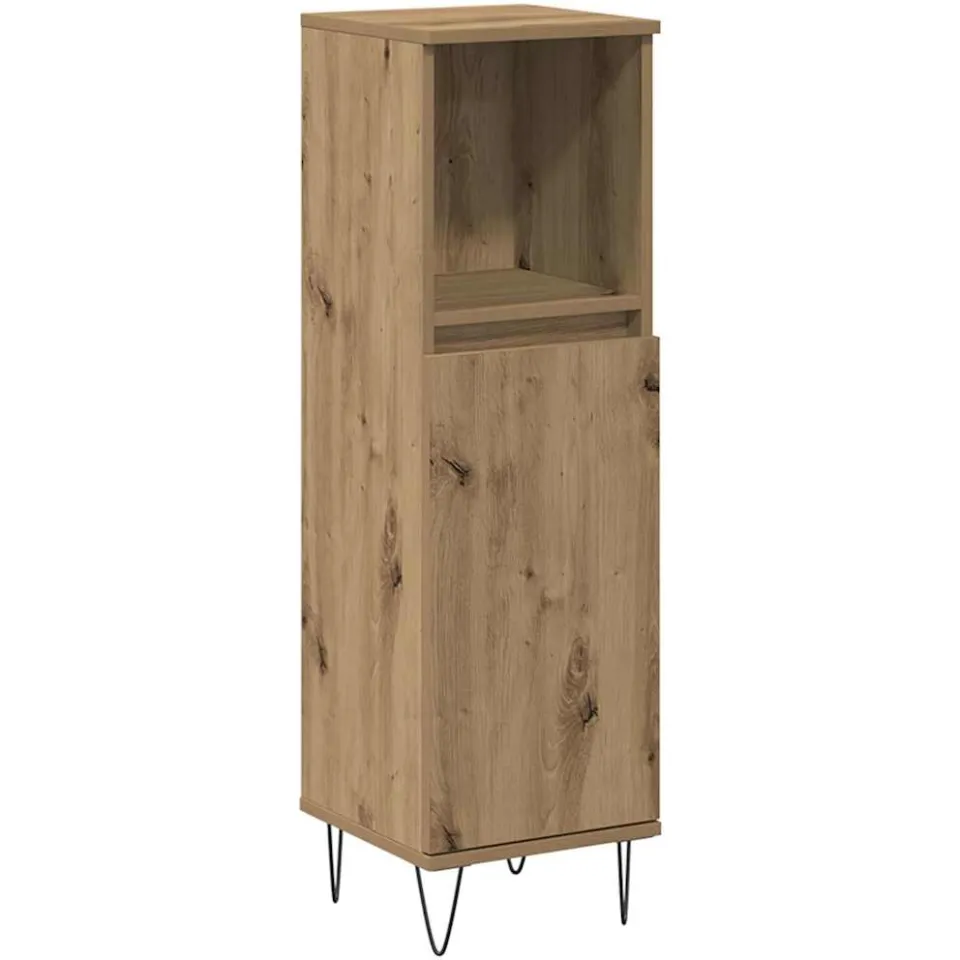 vidaXL Badkamerkast 30x30x100 cm bewerkt hout artisanaal eikenkleurig, foto 3